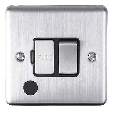 Ellis & Co Switched Fused Spur with Flex Outlet Satin Stainless Steel