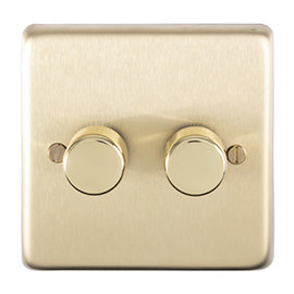 Revive Twin Dimmer Light Switch -  Brushed Brass Medium Image