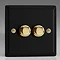 Revive Twin Dimmer Light Switch - Matt Black/Brass Large Image