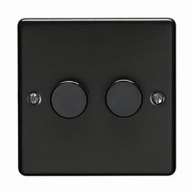 Revive Twin Dimmer Light Switch - Matt Black Medium Image