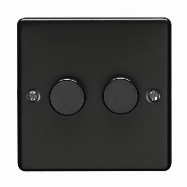 Revive Twin Dimmer Light Switch - Matt Black Large Image
