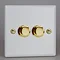 Revive Twin Dimmer Light Switch - Matt White/Brass Large Image