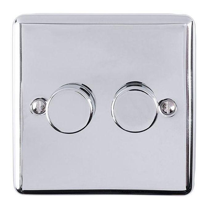 Revive Twin Dimmer Light Switch - Polished Chrome Large Image