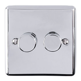 Revive Twin Dimmer Light Switch - Polished Chrome Large Image