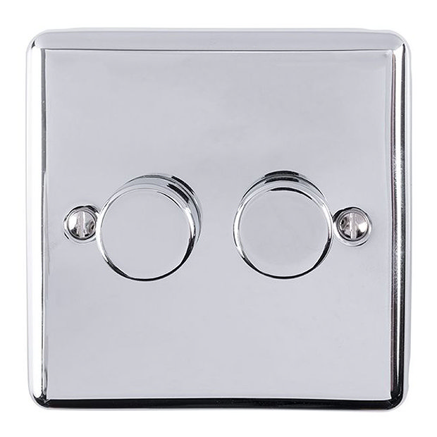 Revive Twin Dimmer Light Switch Polished Chrome Victorian Plumbing UK