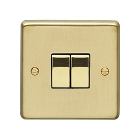 Revive Twin Light Switch - Brushed Brass