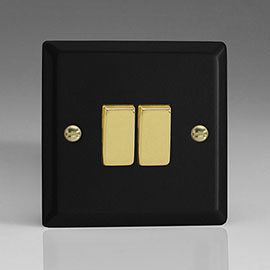  Revive Twin Light Switch - Matt Black/Brass  Medium Image
