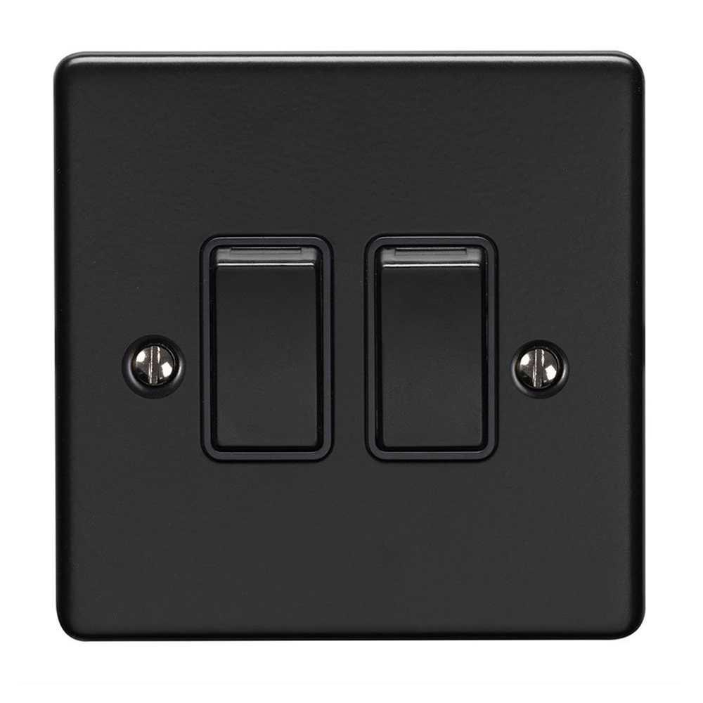 Ellis & Co 2 Gang 10A 2 Way Light Switch Matt Black
