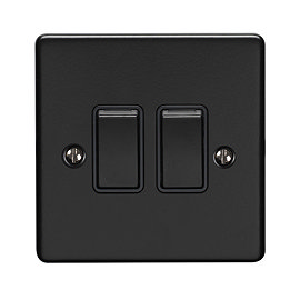 Revive Twin Light Switch - Matt Black Large Image