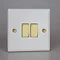 Revive Twin Light Switch - Matt White/Brass Large Image