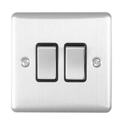 Revive Twin Light Switch - Satin Steel Large Image