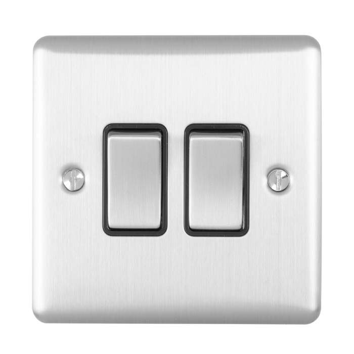Revive Twin Light Switch - Satin Steel Large Image