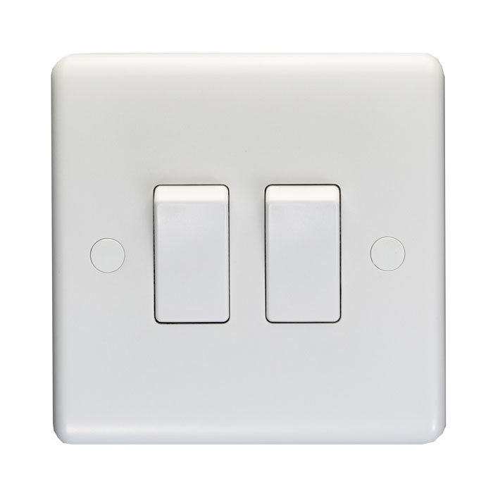 Revive Twin Light Switch - White Large Image