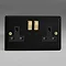 Revive Twin Plug Socket - Matt Black/Brass Large Image