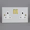 Revive Twin Plug Socket - Matt White/Brass Large Image