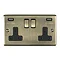 Revive Twin Plug Socket with USB Antique Brass/Black Large Image
