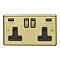 Revive Twin Plug Socket with USB - Brushed Brass Large Image