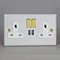 Revive Twin Plug Socket with USB - Matt White/Brass Large Image