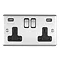Revive Twin Plug Socket with USB Satin Steel/Black Large Image