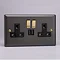Revive Twin Plug Socket with USB - Slate/Brass Large Image