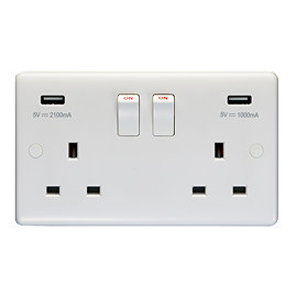Revive Twin Plug Socket with USB White  Large Image