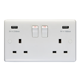 Revive Twin Plug Socket with USB White Large Image