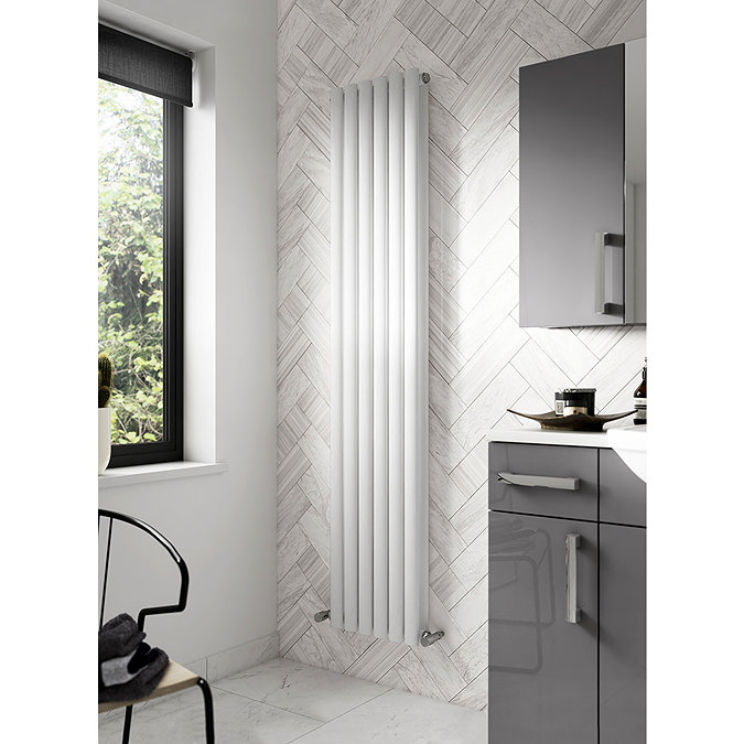 Hudson Reed Revive 1800 x 354mm Vertical Double Panel Designer Radiator - Gloss White - HL326 Standard Large Image