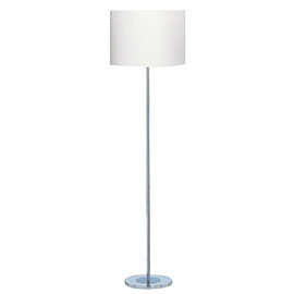Revive Chrome Round Base Floor Lamp with White Drum Shade Medium Image