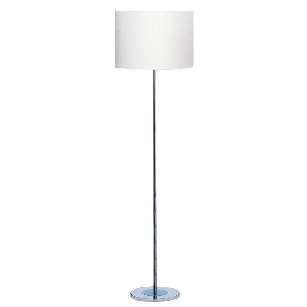 Revive Chrome Round Base Floor Lamp with White Drum Shade Large Image