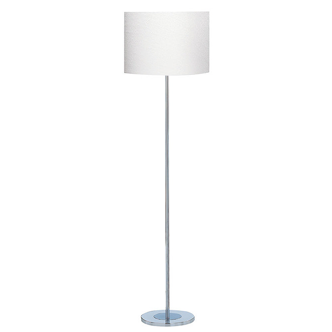 Revive Chrome Round Base Floor Lamp with White Drum Shade Large Image