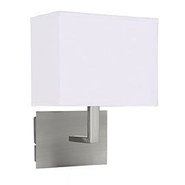 Revive LED Satin Silver Wall Light with White Shade Medium Image