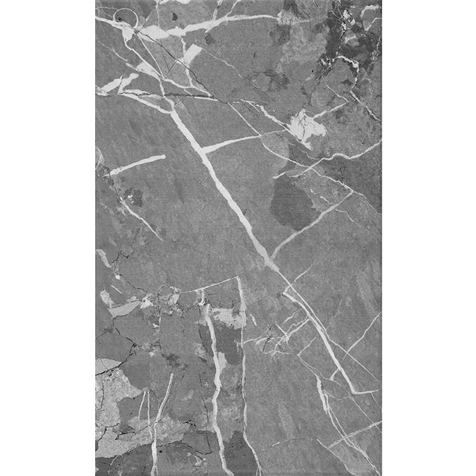 Rhodes Grey Gloss Marble Effect Wall Tile - 33.3 x 55cm Large Image