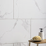 Rhodes White Gloss Marble Effect Wall Tile - 33.3 x 55cm