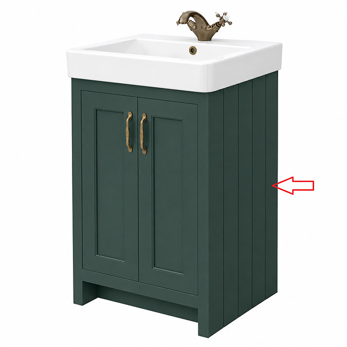 Right Hand Side Panel for Chatsworth 525mm Traditional Green Vanity Unit