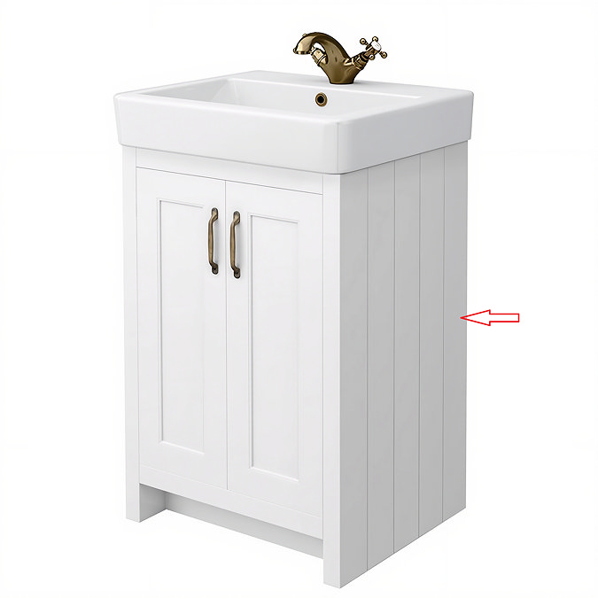 Right Hand Side Panel for Chatsworth 525mm Traditional White Vanity Unit