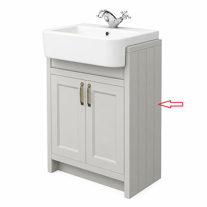 Right Hand Side Panel for Chatsworth 600mm Grey Semi Recessed Basin Unit