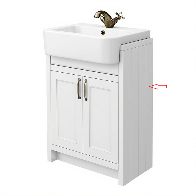 Right Hand Side Panel for Chatsworth 600mm White Semi Recessed Basin Unit
