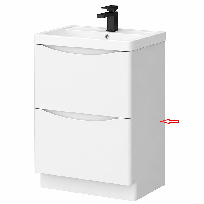 Right Hand Side Panel for Monza 600mm Floor Drawer Vanity Unit Gloss White