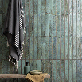 Riley Sage Green Rustic Stone Effect Wall Tiles - 50 x 300mm