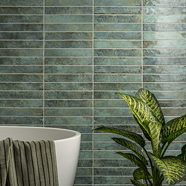 Riley Sage Green Rustic Stone Effect Wall Tiles - 50 x 300mm