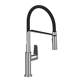 Riobel Mythic Single Lever Kitchen Mixer with Flexible Spout - Stainless Steel