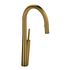 Riobel Solstice Single Lever Kitchen Mixer with Pull Down Spray - Brushed Gold