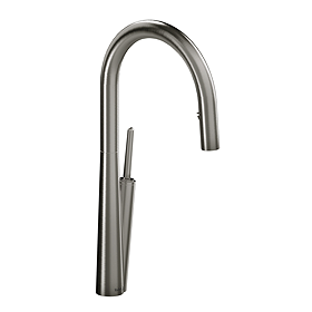 Riobel Solstice Single Lever Kitchen Mixer with Pull Down Spray - Stainless Steel