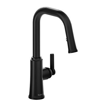 Riobel Trattoria Square Single Lever Kitchen Mixer with Pull Down Spray - Black