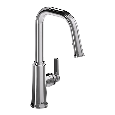 Riobel Trattoria Square Single Lever Kitchen Mixer with Pull Down Spray - Chrome