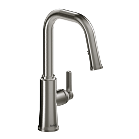 Riobel Trattoria Square Single Lever Kitchen Mixer with Pull Down Spray - Stainless Steel