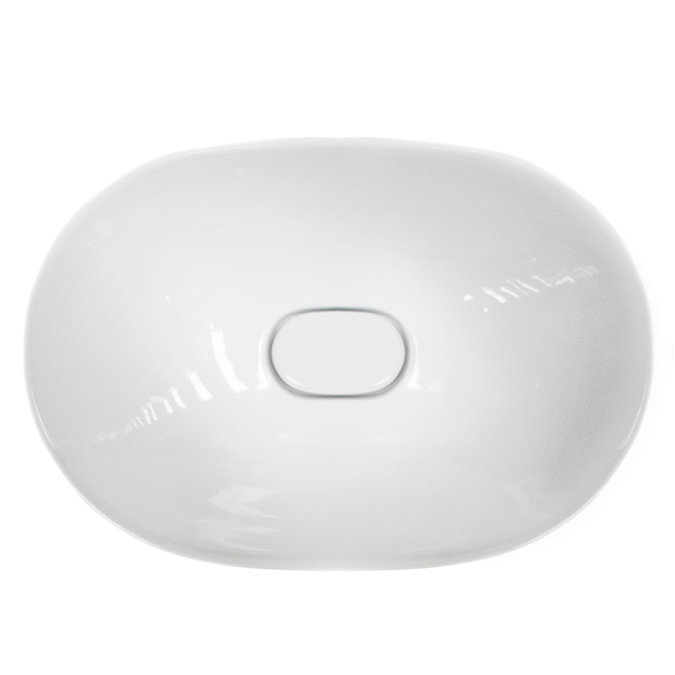 Riviera Oval Inset Basin 0TH with Ceramic Waste Cover - 590 x 400mm Profile Large Image