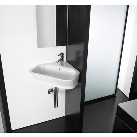 Roca - The Gap 480mm wall mounted corner basin - 1 tap hole - 32747R000 Profile Large Image