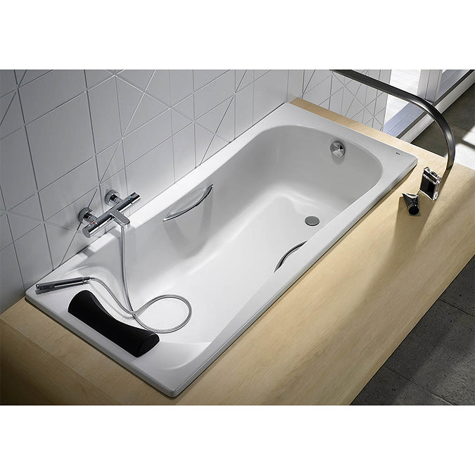 Roca BeCool 1800 x 800mm Rectangular Acrylic Bath with Grips  Profile Large Image