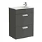 Roca Debba 500m 2-Drawer Wall Hung Vanity Unit - Gloss Anthracite Grey Large Image